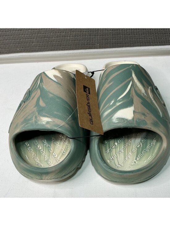 Quiksilver Men\'s Cloud Break Slides Camouflage Green & Beige Size 10 Sandals